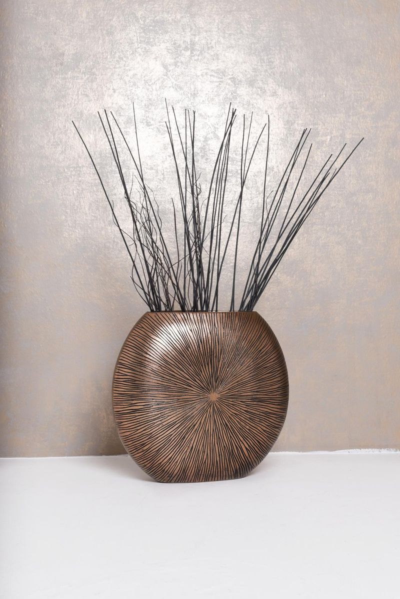 Vase Deko Bodenvase Fiberglas ATENA - Bronze Kupfer Schwarz | 661412455185