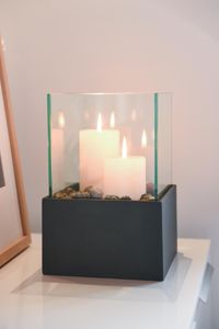 Deko-Windlicht Kerzenhalter viereckig CANDELITA Beton-Design Anthrazit