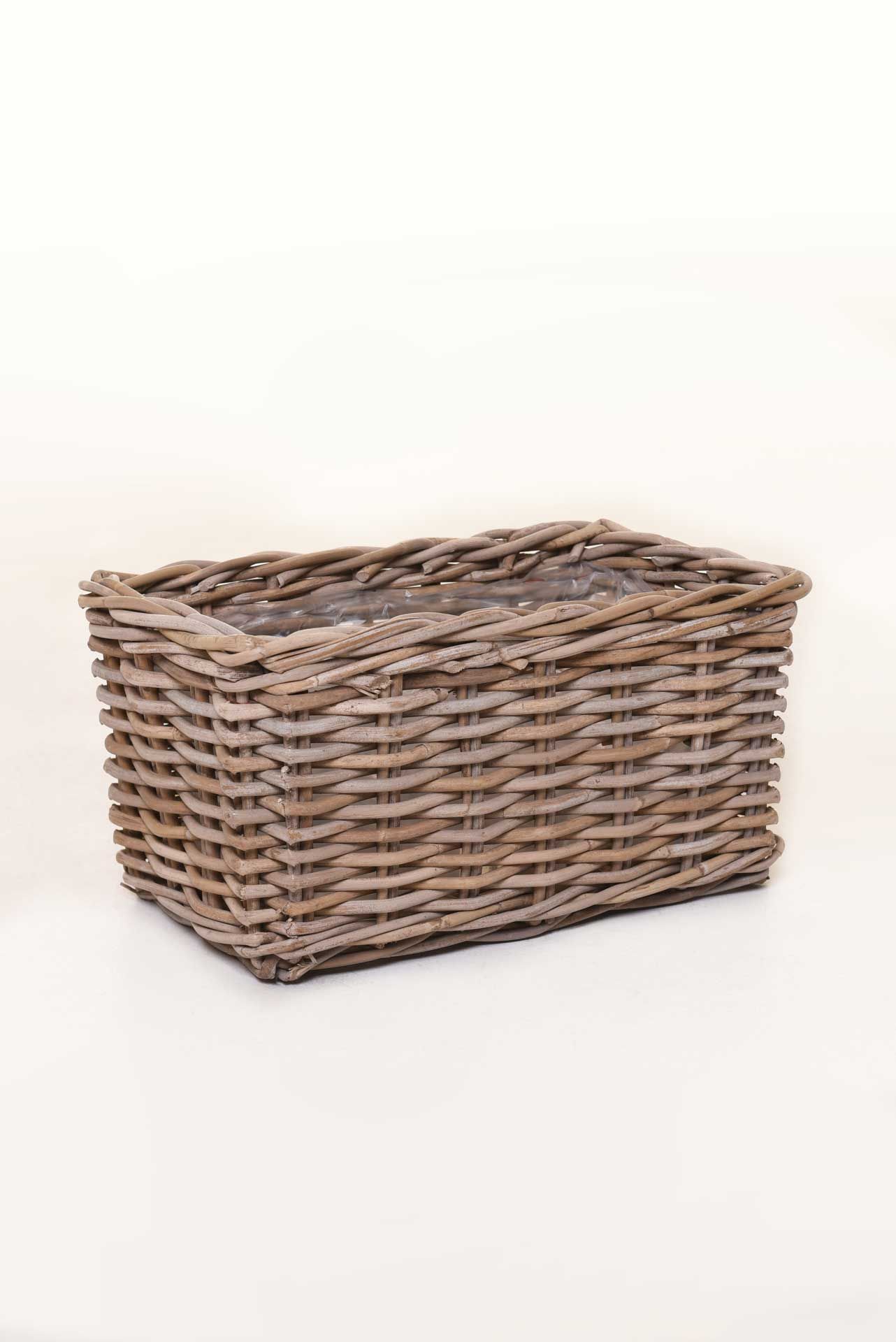 Blumenkasten Blumenkorb Rattan FLORET Grau Natur