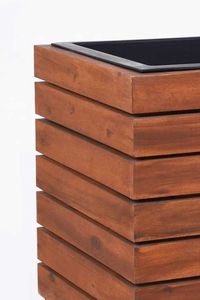 Pflanzkübel Blumenkübel Holz Akazie "Block" Würfel, Braun