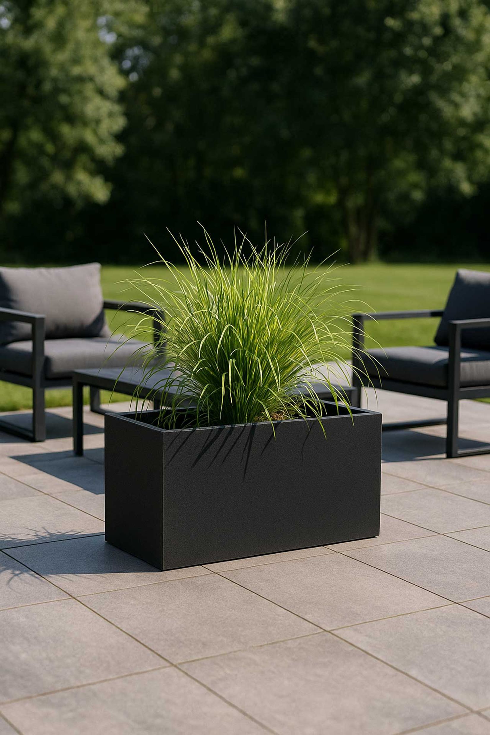 Pflanzkübel Pflanztrog Fiberglas Steinoptik "Maxi", Anthrazit