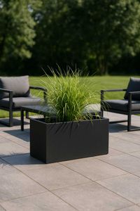 Pflanzkübel Pflanztrog Fiberglas Steinoptik "Maxi", Anthrazit