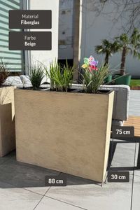 Pflanzkübel Raumteiler Fiberglas "Elemento", Beige gestreift
