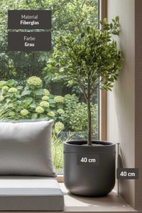 Blumentopf Pflanztopf Fiberglas CHICO Beton-Design Grau