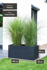 Pflanzkübel Pflanztrog Fiberglas "Maxi", Anthrazit
