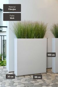 Pflanzkübel Raumteiler Fiberglas ELEMENTO 100 Weiß Matt