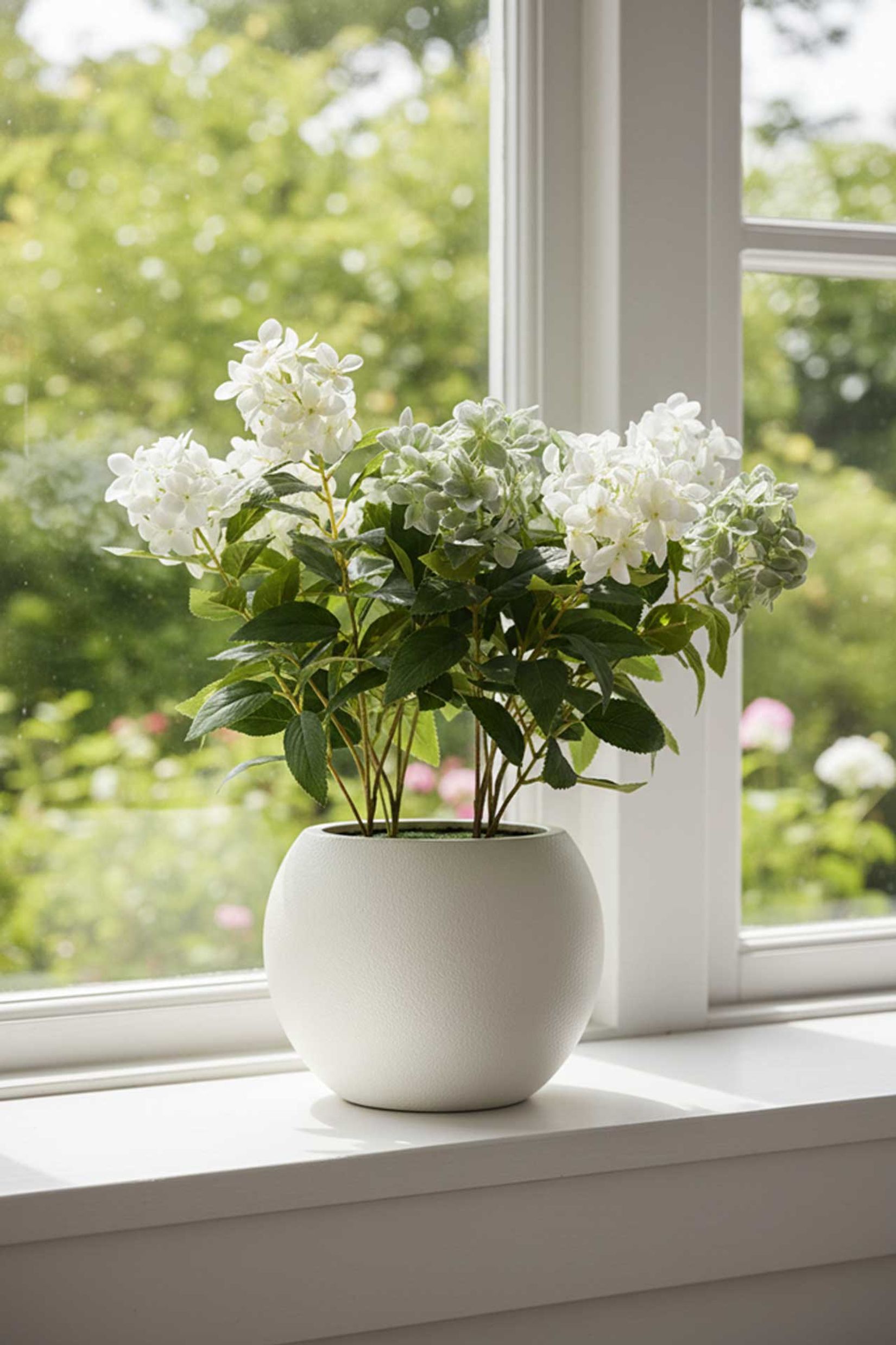 Kunstpflanze Hortensie im Topf Kunststoff HYDRANGA creme