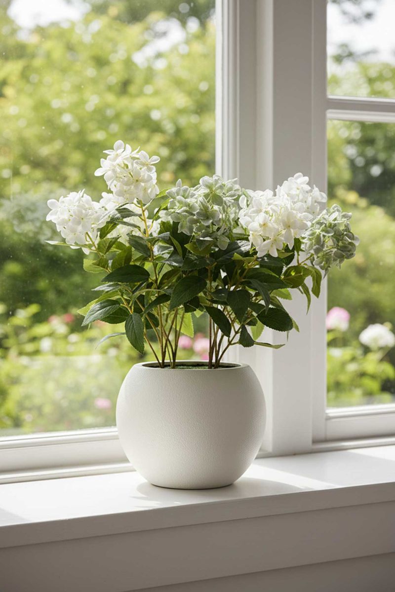 Kunstpflanze Hortensie im Topf Kunststoff HYDRANGA creme | 1110580