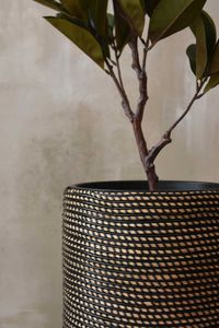 Pflanzkübel Rattan MACETA Schwarz Natur