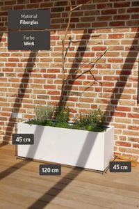 Pflanzkübel Pflanztrog Fiberglas "Maxi", Weiß Matt