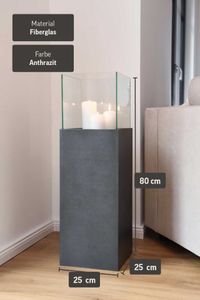 Windlichtsäule Kerzenhalter in Beton Optik CANDELA - Anthrazit