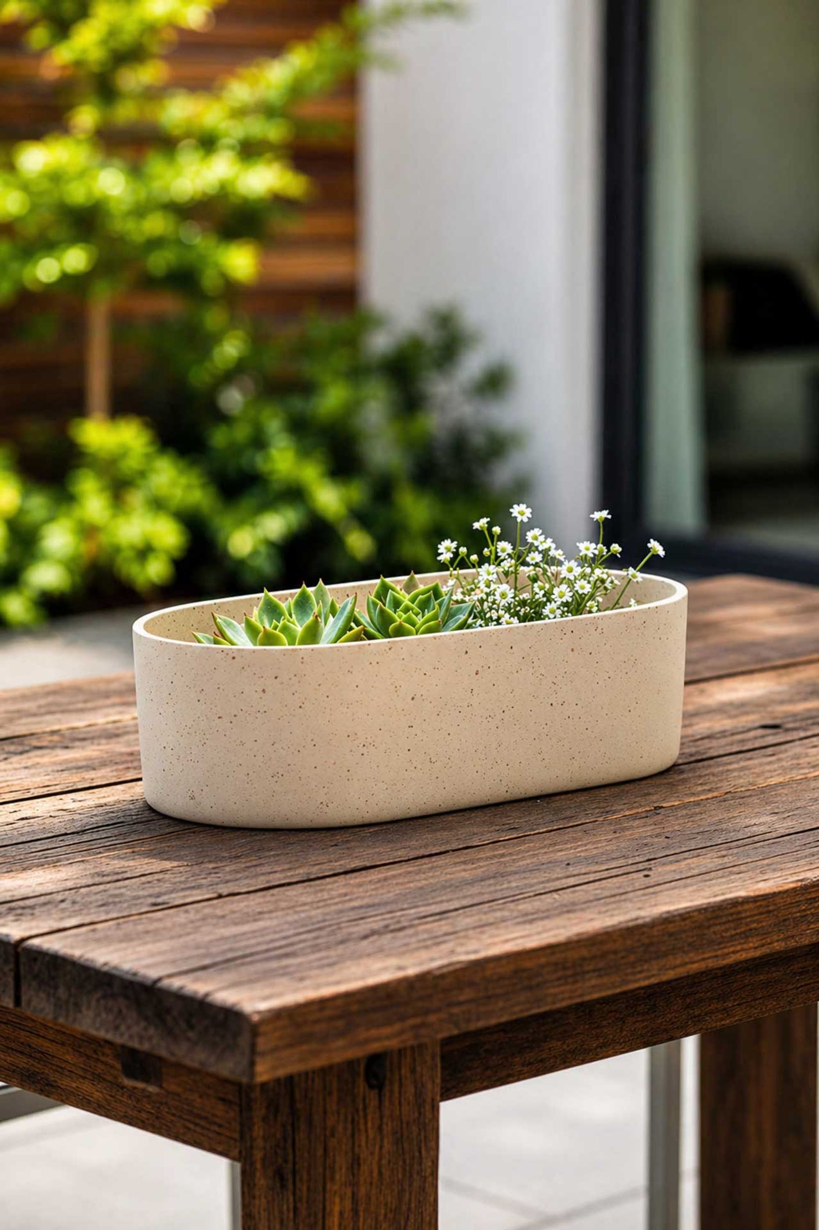 Pflanzschale SOLENA Fiberglas 35x20x10 cm Beige