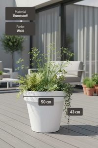 Blumentopf Pflanzkübel aus Kunststoff Rund Weiß LEVANTA