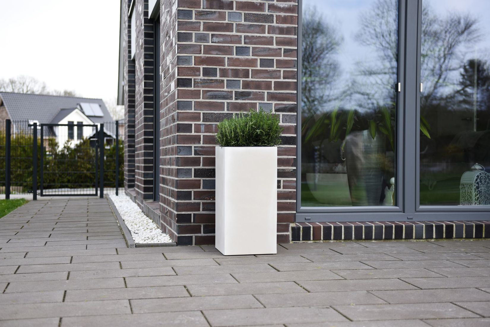 Pflanzkübel Blumenkübel Fiberzement BLOCK Säule Creme